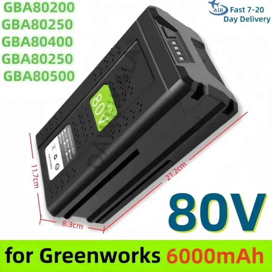 

100% оригинальная сменная аккумуляторная батарея Greenworks 80V 6.0Ah, литий-ионная батарея для кустореза.