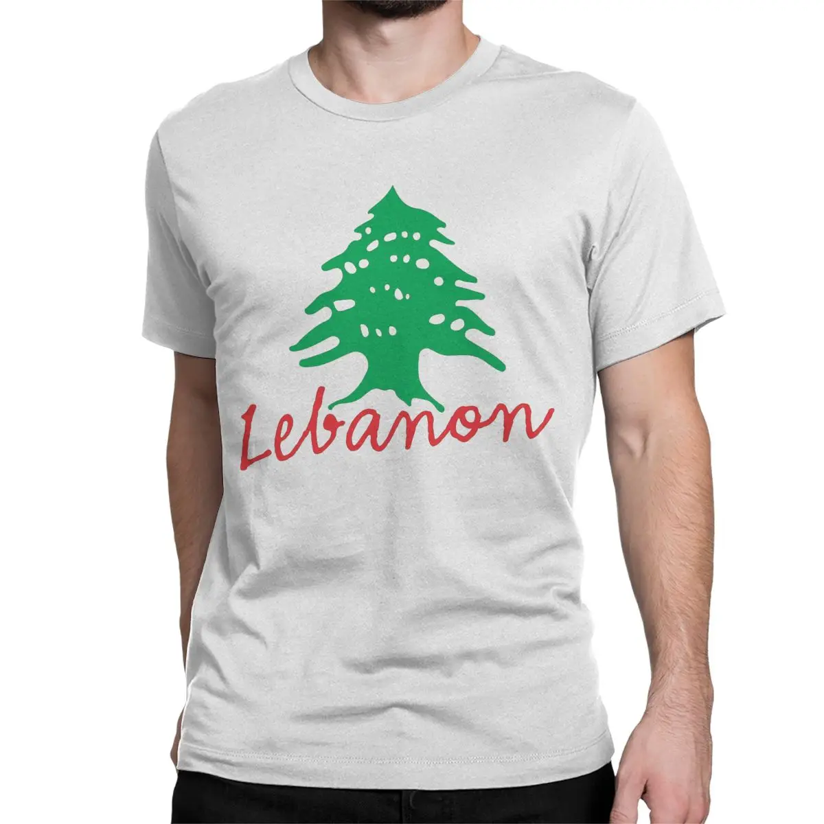 Lebanon Name With Lebanese Flag Cedar Tree Design T Shirts Men 100% Cotton Humor T-Shirt Crewneck Tee Shirt Short Sleeve Clothes