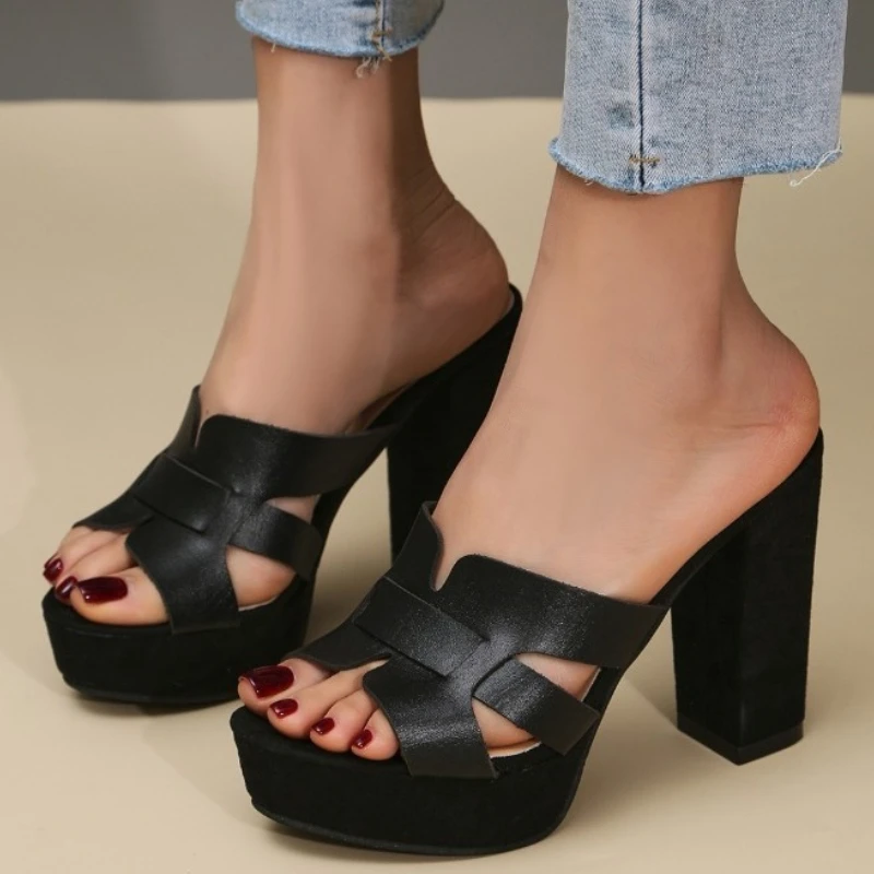 2025 Summer New Style Women's Shoes High Heel Platform Versatile Material Round Toe Neutral Design Женские Новые Туфли view 6