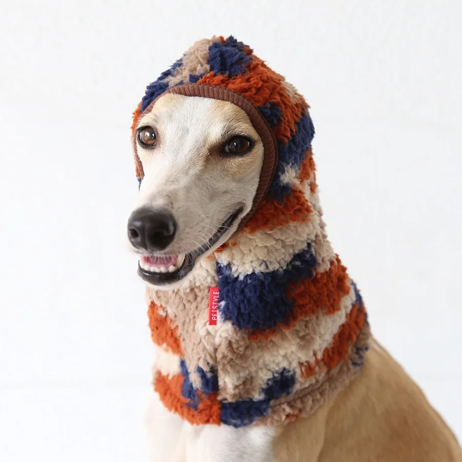 Modieuze handgemaakte Italiaanse windhond pluche anti-vriesmuts voor de winter, hondenhoofddecoratie, warme muts voor whippets, geluidsdichte hondenmuts.