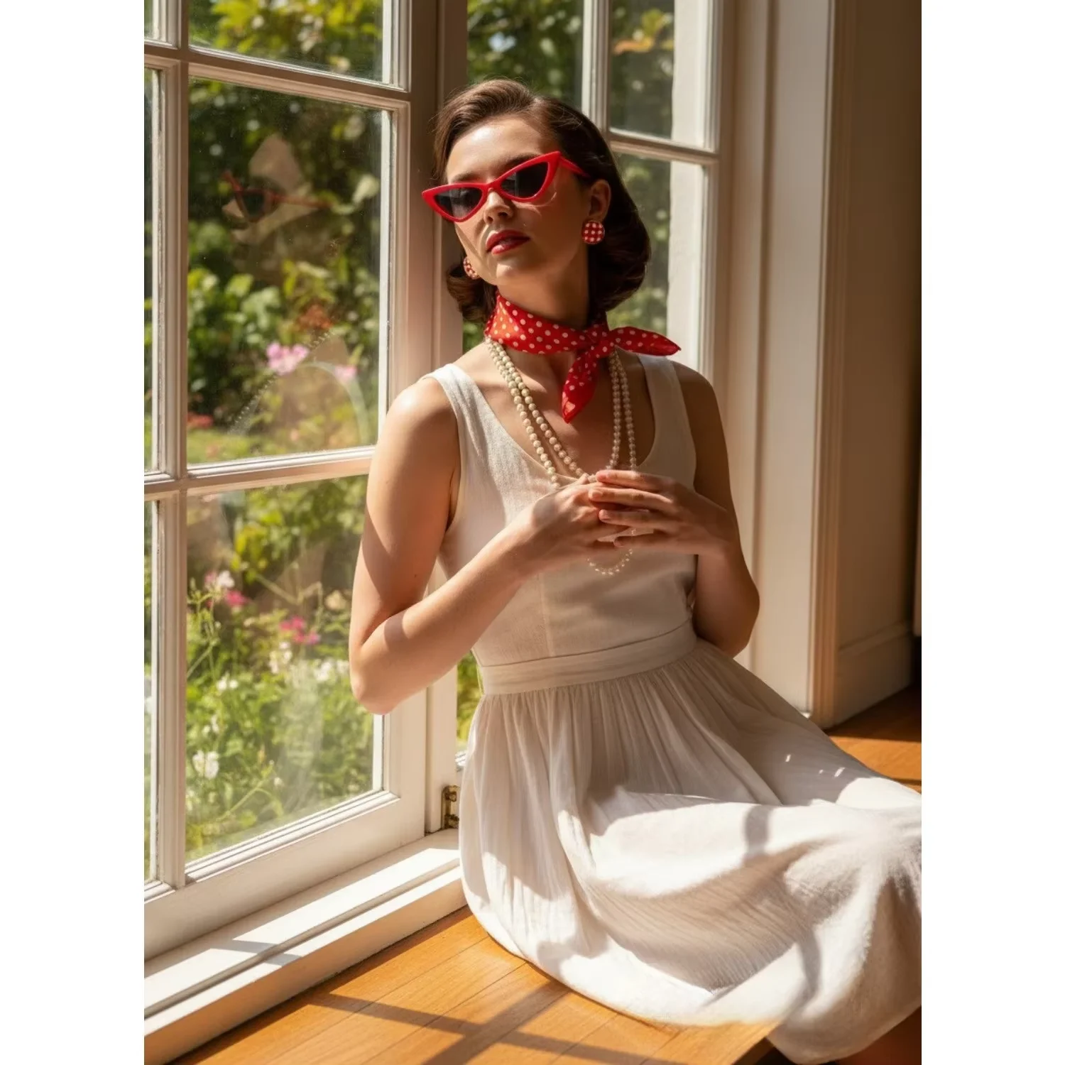 PESENAR accessori per vestire le donne anni '50 occhiali da vestire collana fascia sciarpa di seta orecchini 7 pezzi