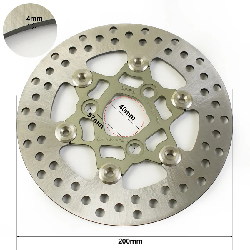 200mm RPM Schijfrem 3 Gat 57mm 70mm Motorfiets Drijvende Schijfrotor Remklauw Universele Voor achterwiel Voor Yamaha Scooters Niu