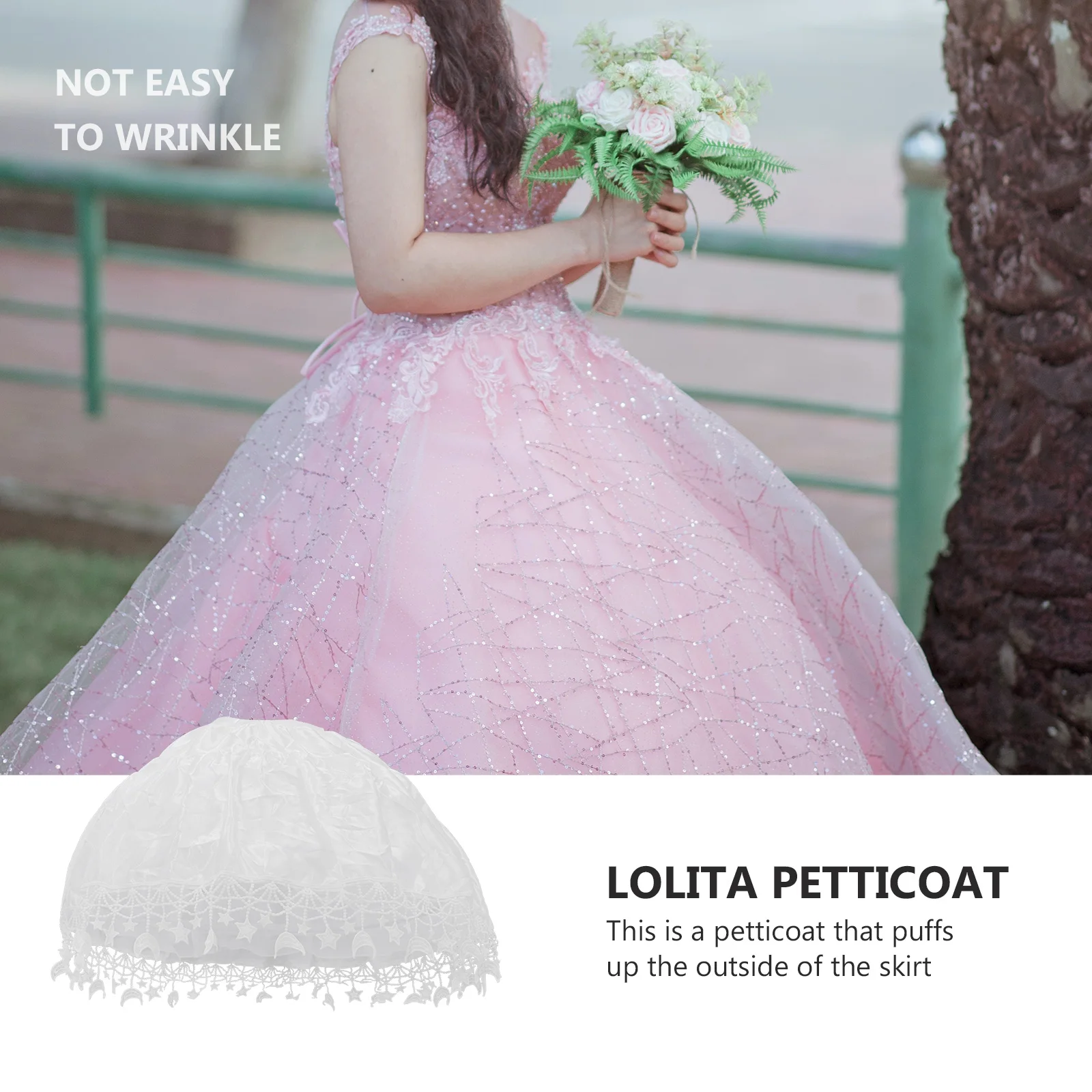 

Pannier Petticoat Gauze Underskirt Wedding Dress Liner Adjustable Mid Length Non Wrinkle Stiff Flat Suitable Lolita Costumes