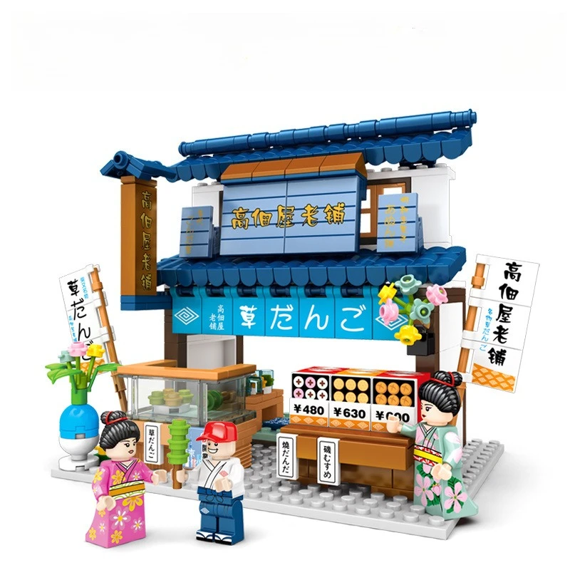 SEMBO Blok Japanse Mini Street Food Sushi Restaurant Theehuis Winkel Dorp Moc Bouwmodel Bouwsteen Puzzel Speelgoed