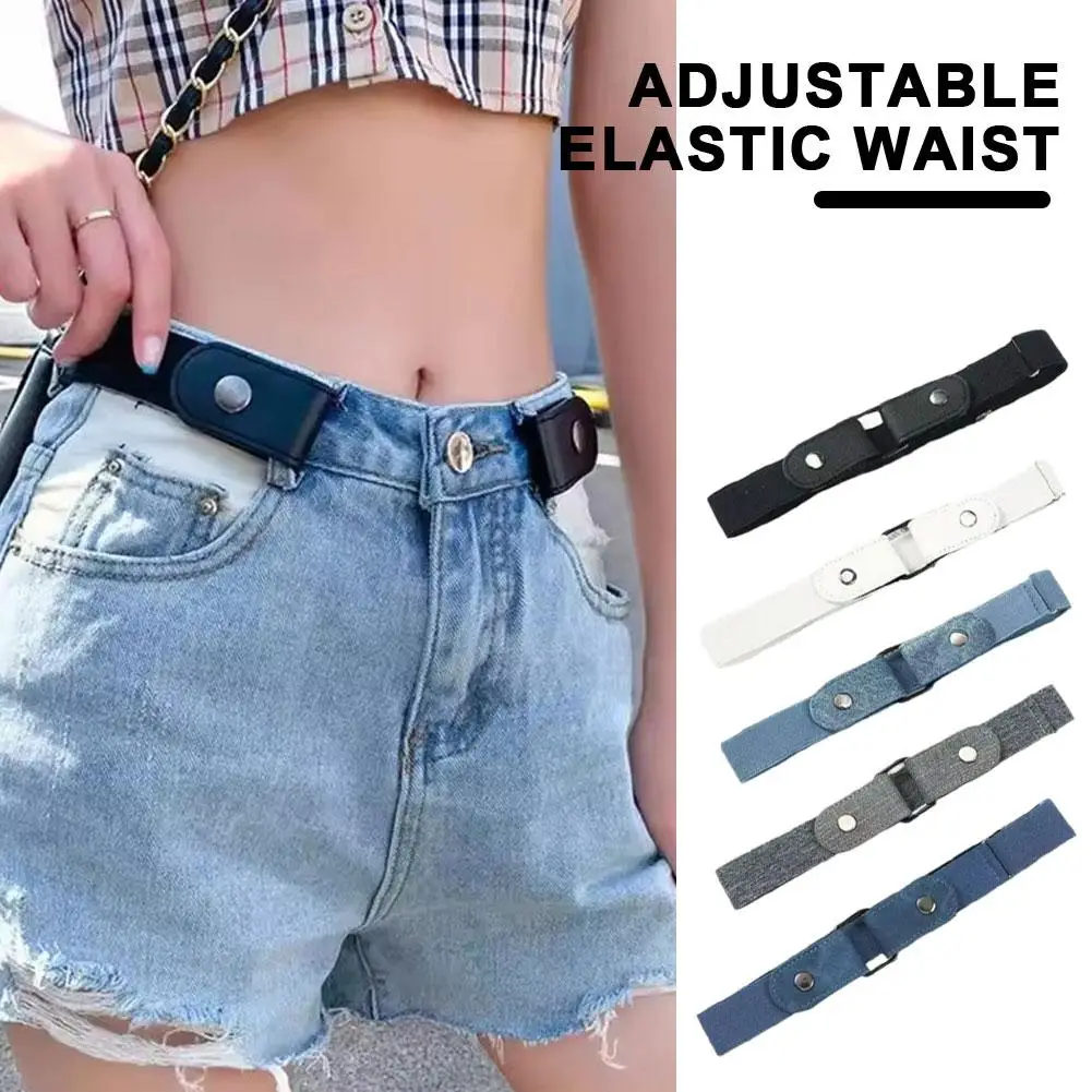 Banda elástica para la cintura, cinturón Invisible sin costuras para mujeres y hombres, hebilla informal, cinturón decorativo estilo Ins de estilo coreano S7E8