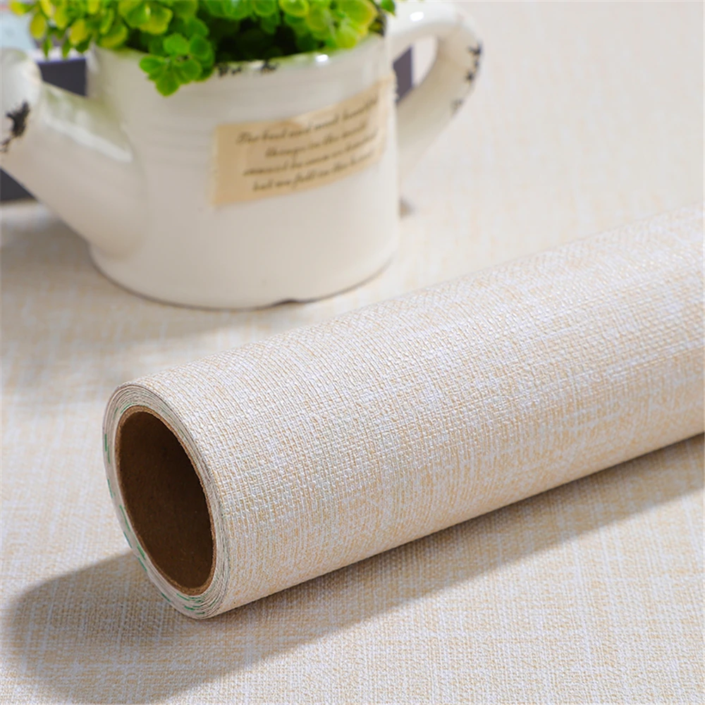 Linen Refurbished Sticker Cloth Wallpaper Self Adhesive PVC Plain Living Room Linen TV Background Vinyl Contact Paper Home Decor