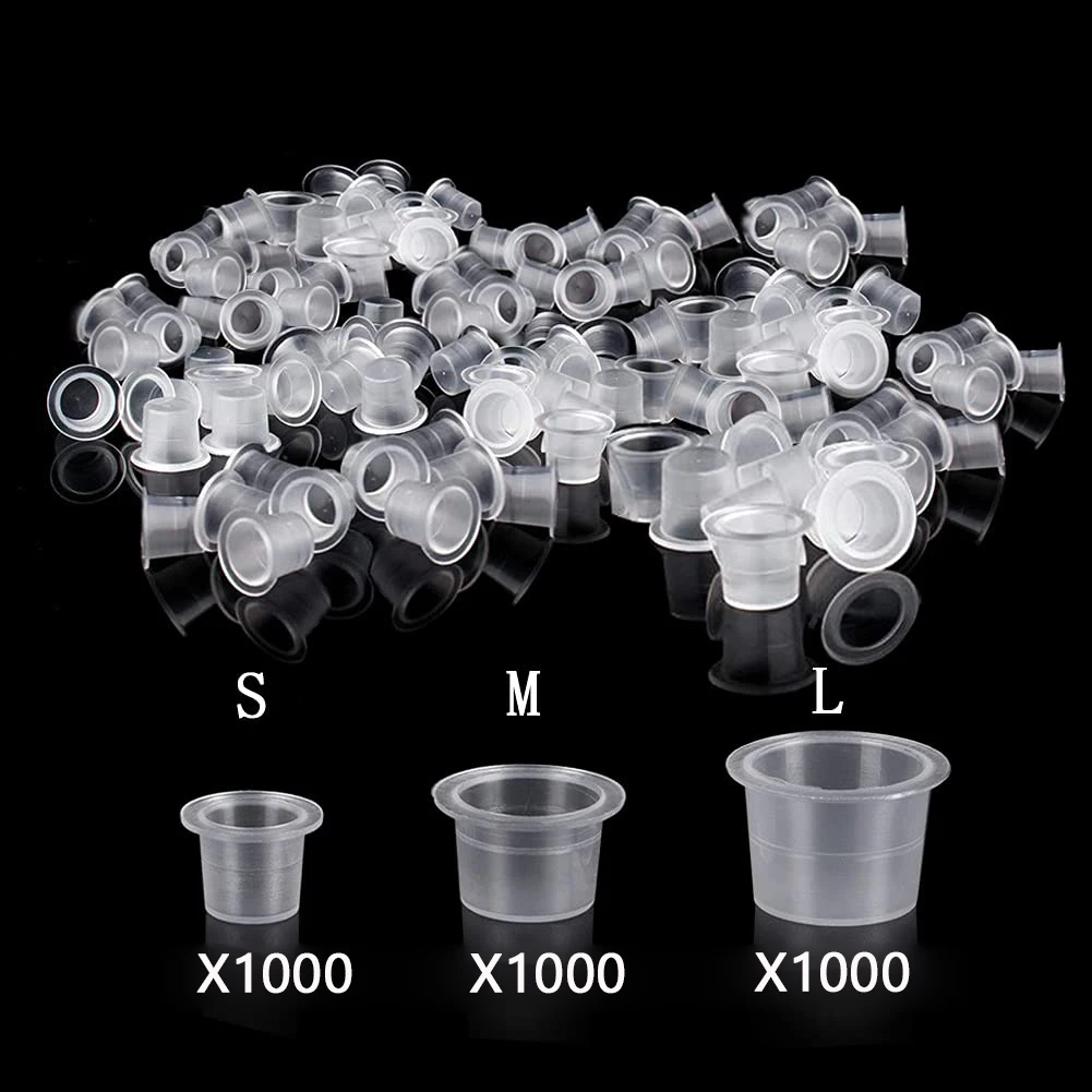 

1000pcs Disposable Plastic Tattoo Ink Cups Permanent Makeup Pigment Clear Holder Container Cap Tattoo Accessory