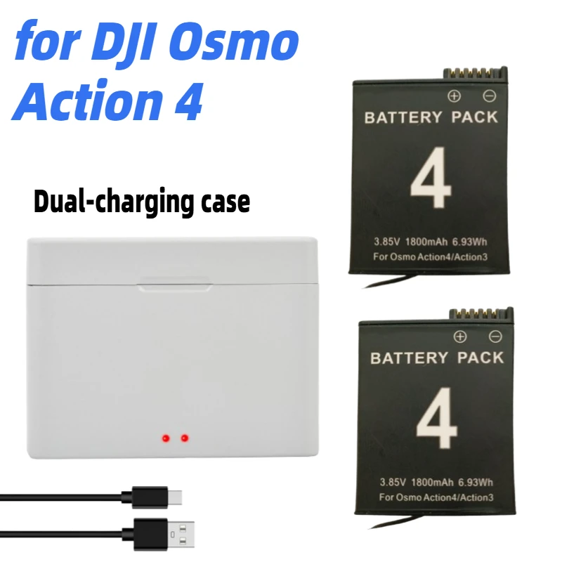 

For DJI Osmo Action 4 Battery+Fast Charging Box for DJI Action 3 Action 4 Sports Camera Accessories