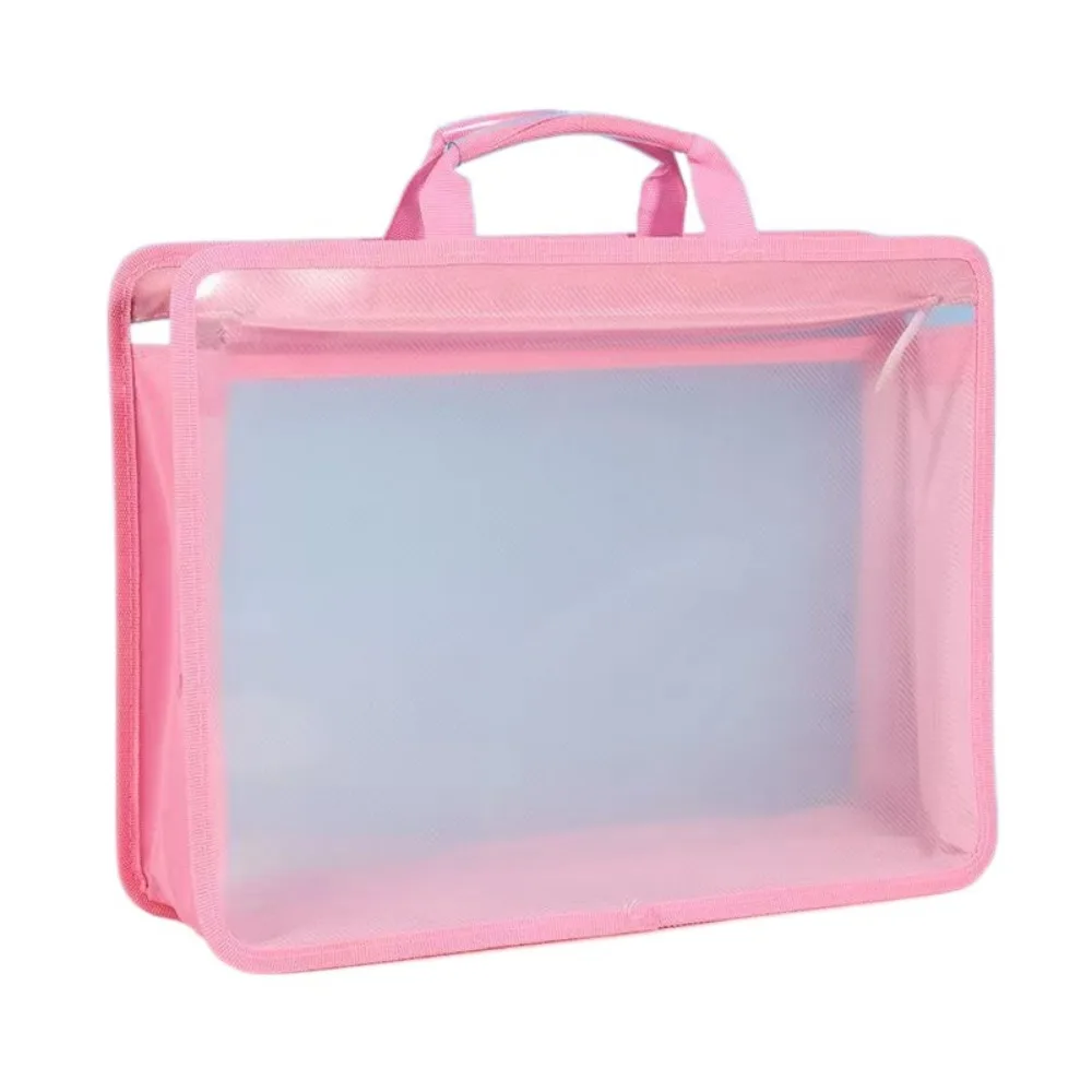 

Large Capacity Transparent a4 Handbag Thickened Waterproof Portable Documents Bag Protective 2 Layer Plastic File Organizer