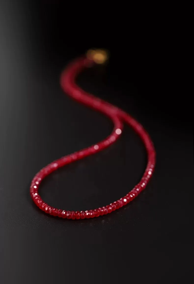 Fashion Necklace  Fine Jewelry New Real 18K Gold   Natural ruby for Women Au750  Design Simple  Fine Jewelry Gift for Women,x686