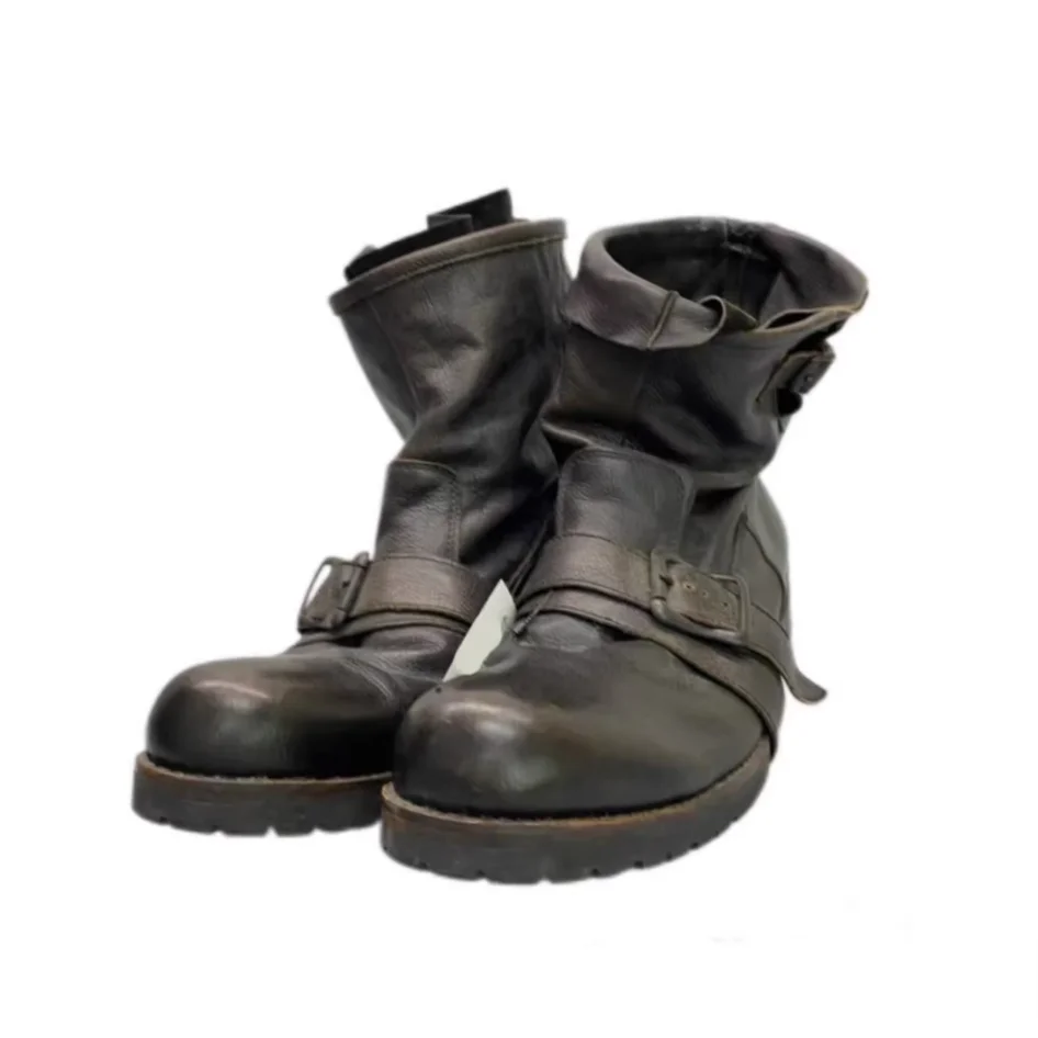 Thick-Soled Soft Leather Ankle Boots High-Top Men's Booties Non-Slip Luxury Designer Handmade New In Trendy Men's Boots