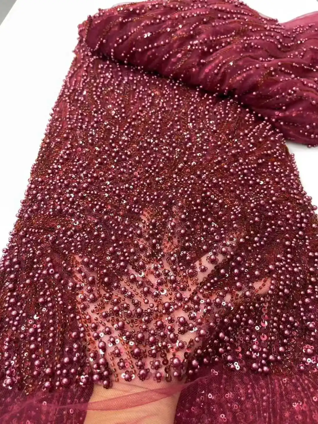 قماش دانتيل مطرز أفريقي 2025 قماش دانتيل شبكي عالي الجودة مطرز بالترتر الفرنسي لخياطة فستان السهرة للنساء