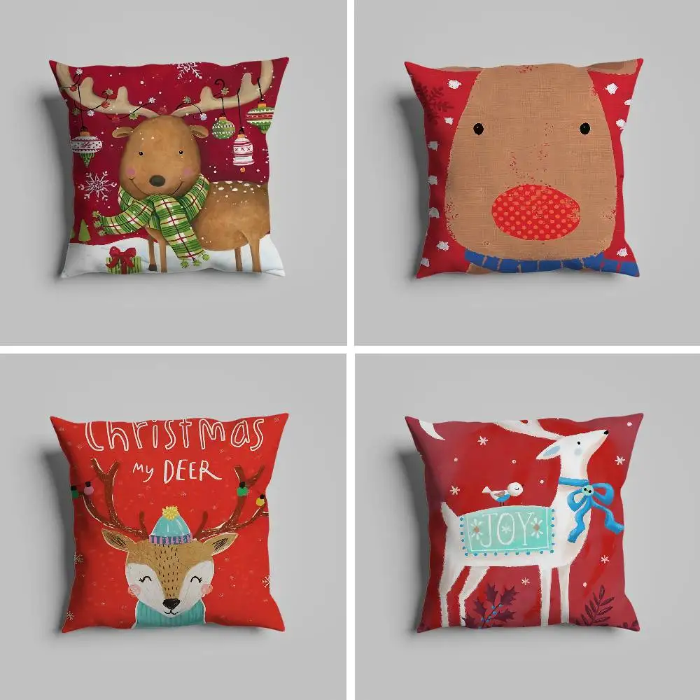 

Christmas Reindeer Pillow Case Pillowcase For Car Pillows 60x60 Cushions Luxury Double Sided Cover Home And Decoration Sofa 30