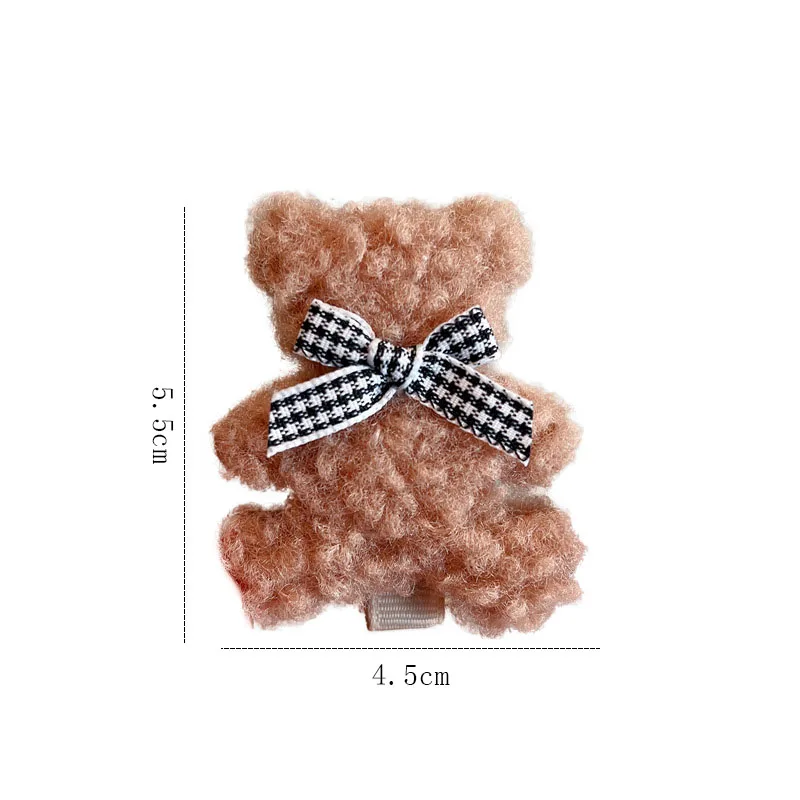 2PCS Cute Plush Bear Hairpins Autumn Winter Cartoon Hair Claws Kawaii Female Side Clip Headdress Temperament Hair Accessories