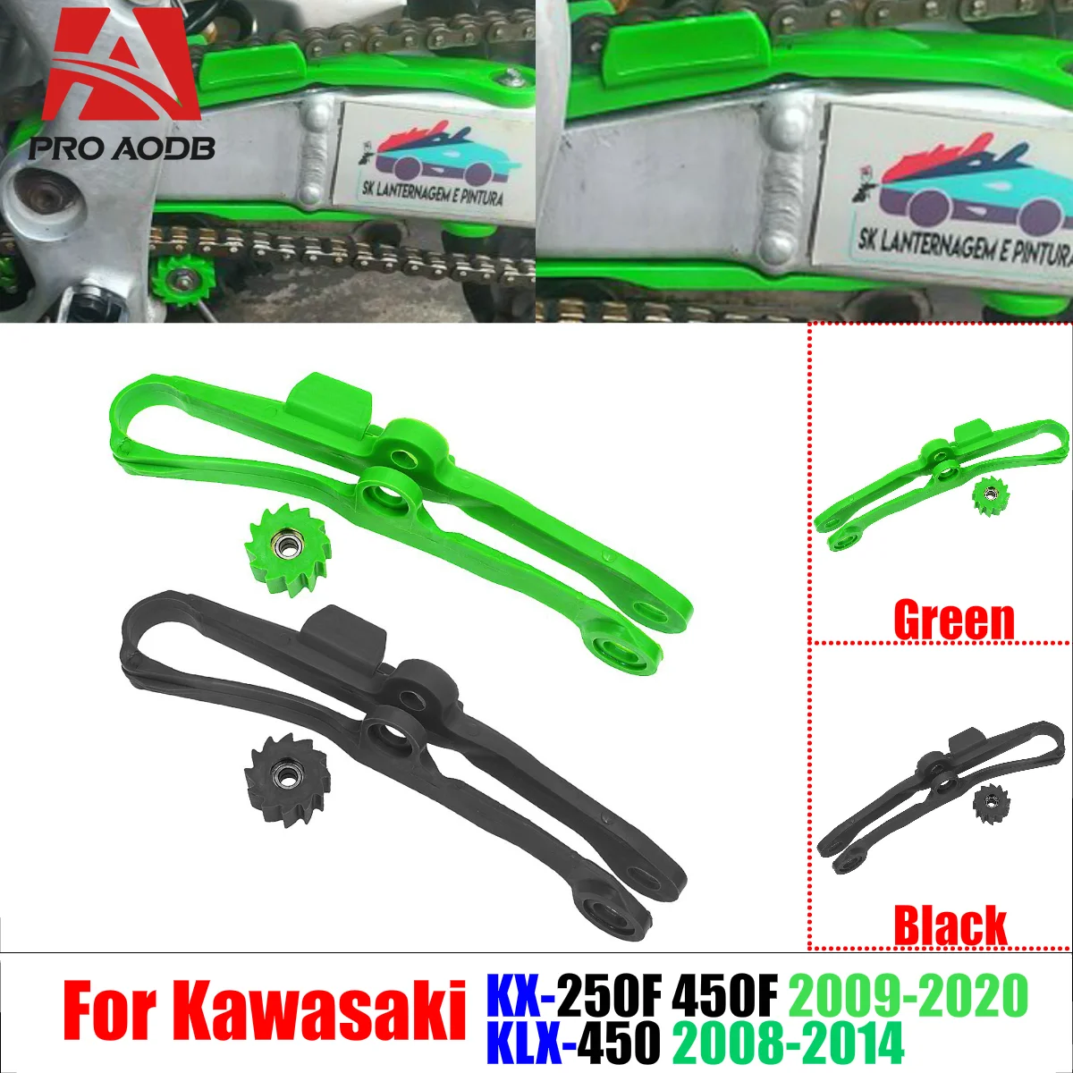 

Motorcycle Accessories - Chain Slider Guide Swingarm Roller For KAWASAKI KX250F 2009-2020 KX450F 2009-2018 KLX450 2008-2024