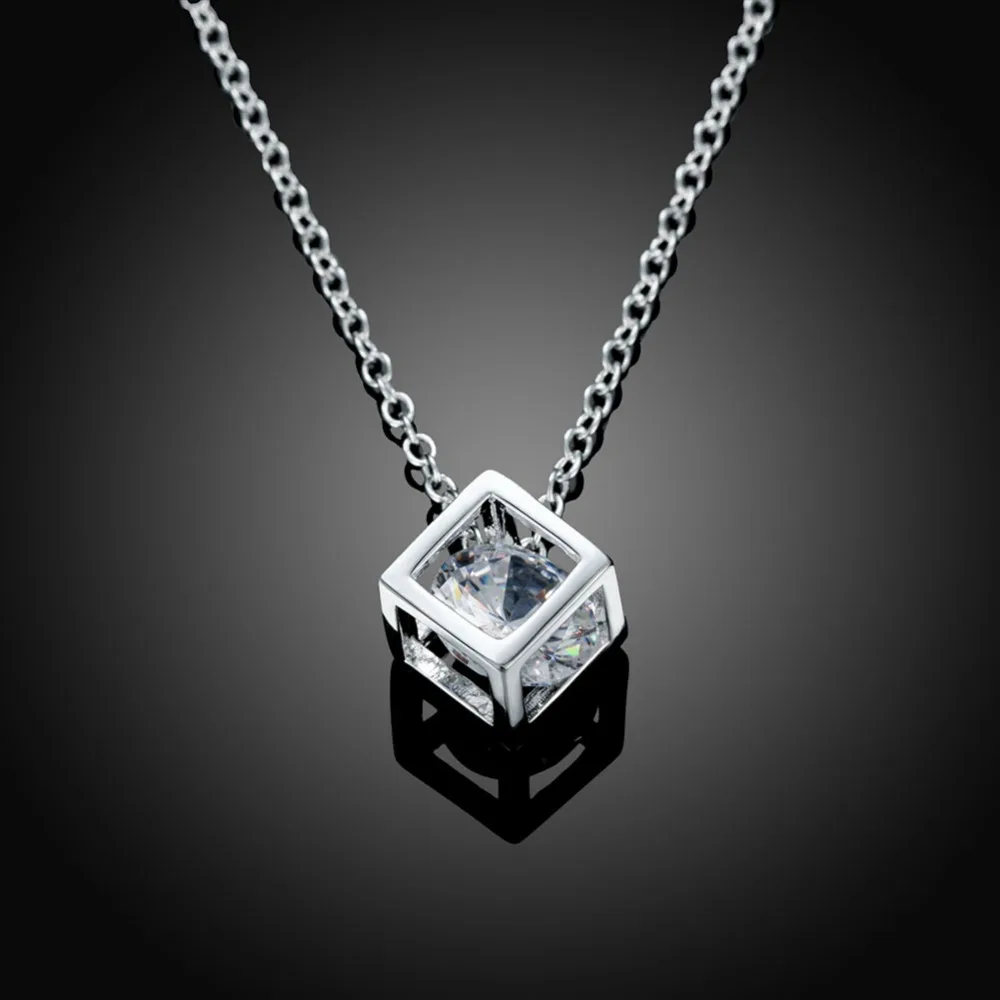 Statement Square Shape Design Necklaces For Women Female Pretty Engagement Chioces Gifts 925 Sterling Silver Jewelry Items image 4