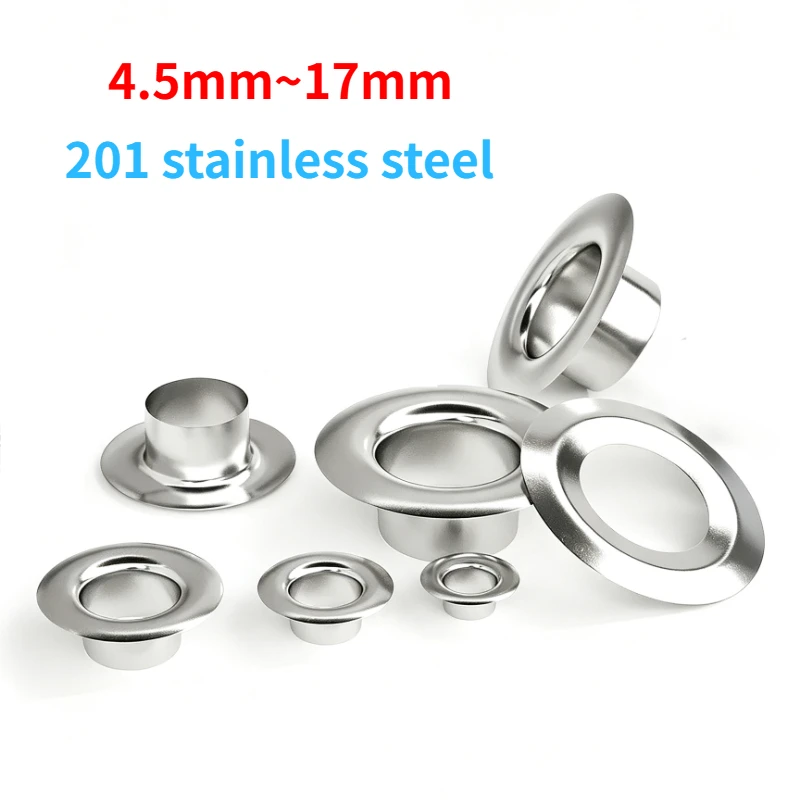 100-500 Stück M4.5~M17 201 Edelstahl Silber mit Unterlegscheibe Ösen Hohlnieten für Lederhandwerk Reparatur Schuhe