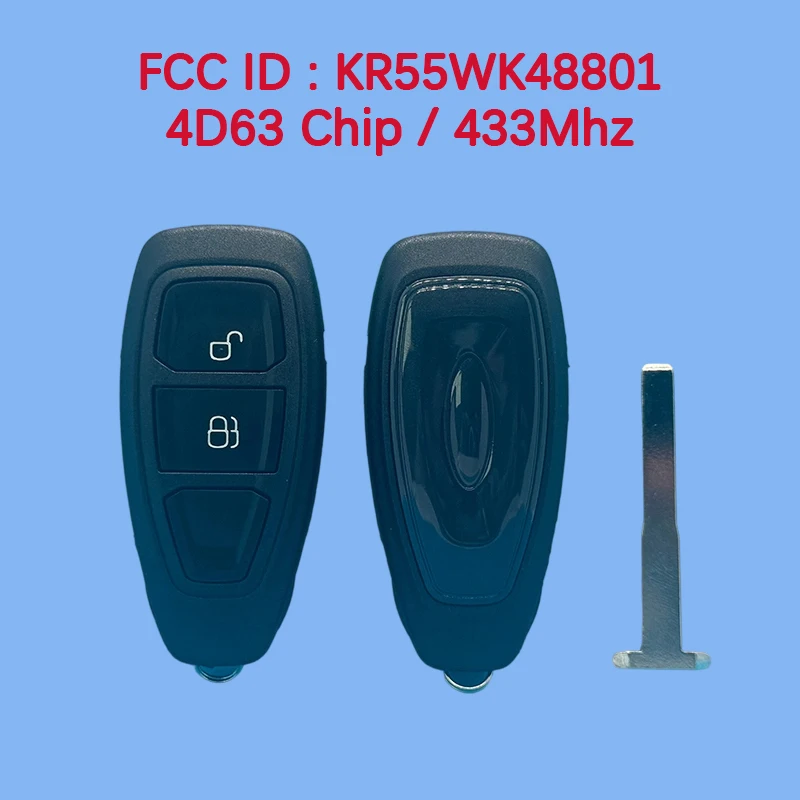 

CN018059 Aftermarket 2-кнопочный смарт-ключ дистанционного управления FCC KR55WK48801 433 МГц 4D63 чип для Ford Mondeo