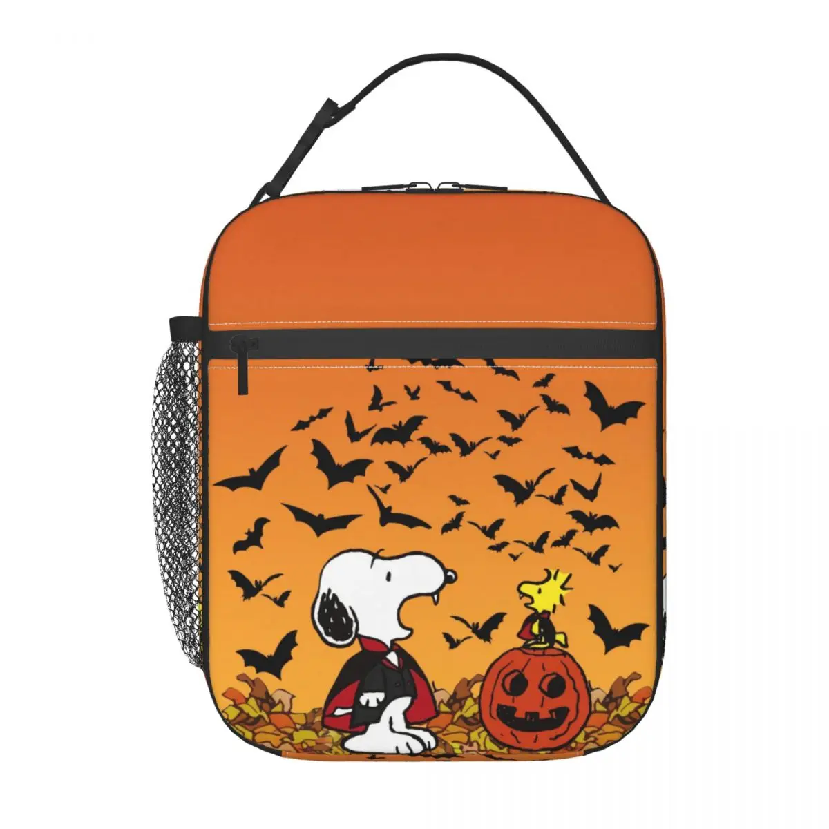 Custom S-Snoopys Halloween Pumpkin Insulated Lunch Bag for Women Portable Cooler Thermal Lunch Tote Office Picnic Travel