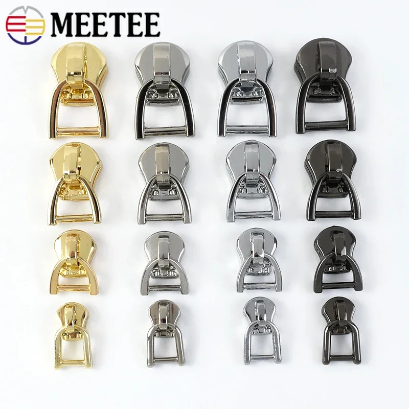 

10/20Pcs Meetee 3# 5# 8# 10# Zipper Sliders for Metal Zippers Tape Bags Wallet Pocket Zip Puller Head Repair Kit DIY Accessories