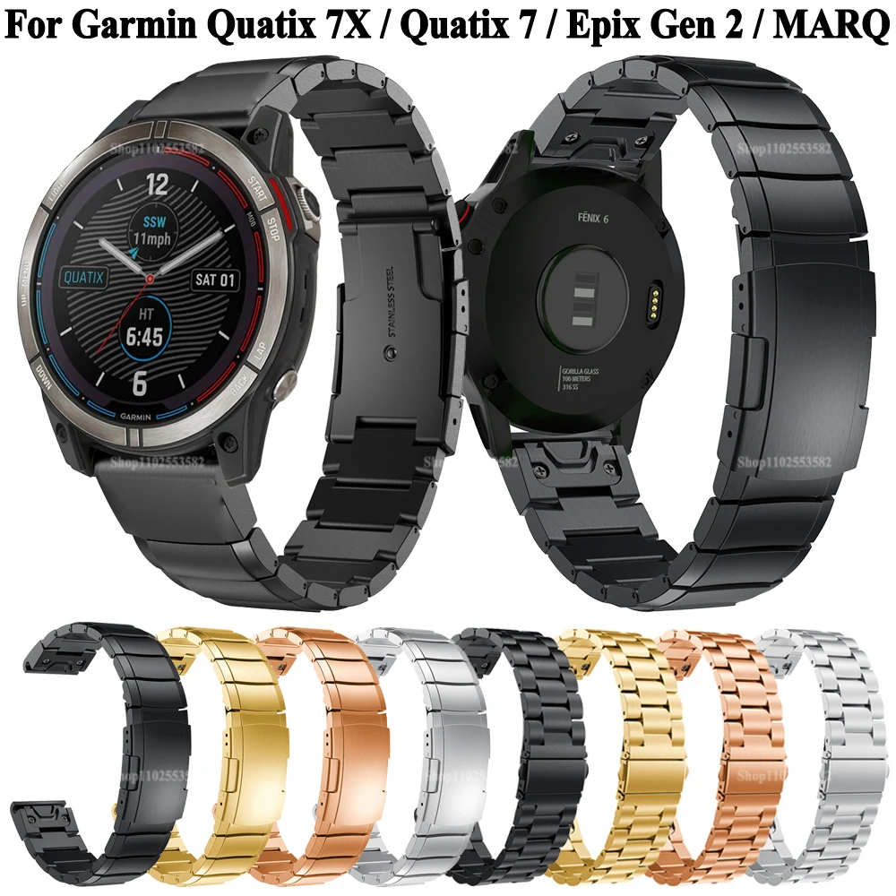 QuickFit Metal Watch Band For Garmin Quatix 7 7X Solar Edition / Epix 2 MARQ Gen 2 Stainless Steel Strap Bracelet Accessories