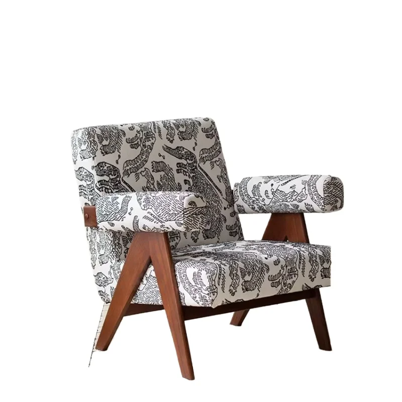 

American retro single sofa designer single sofa minimalist balcony solid wood leisure chair Chandigarh