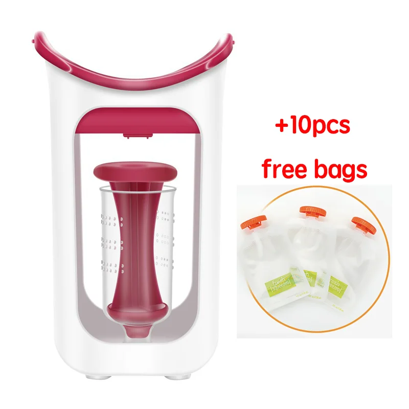 Estação de enchimento de compota de frutas para bebês, com 10 peças de sacos dispensadores de alimentos, espremidades de frutas para crianças, máquina dispensadora de alimentos para bebês