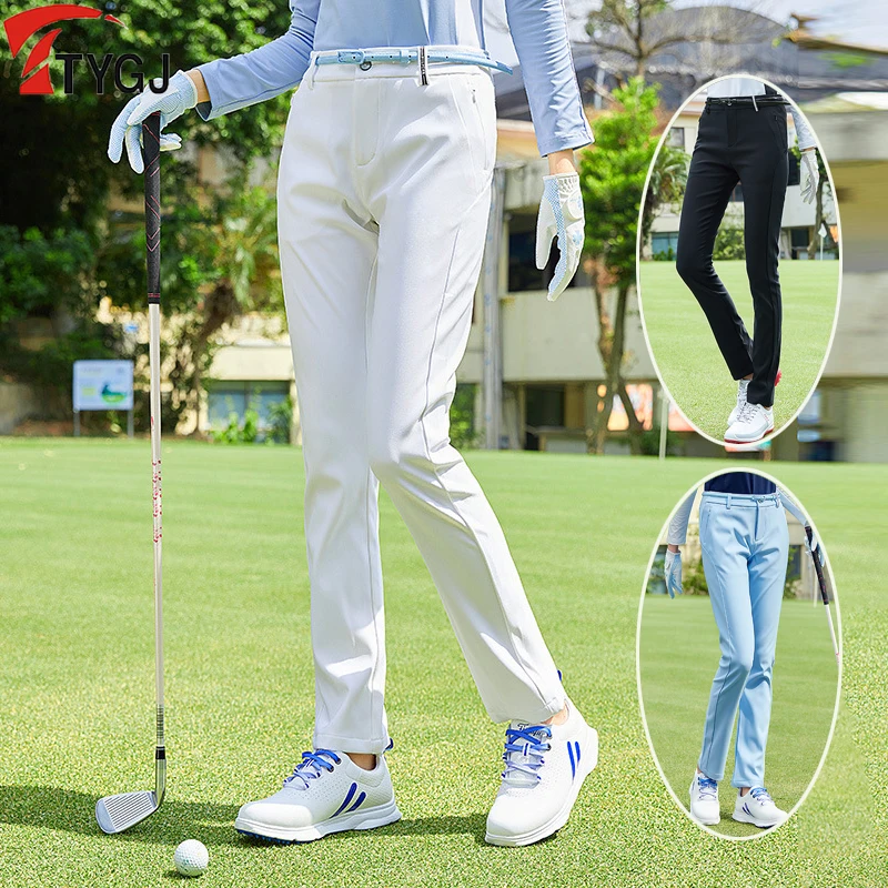 

TTYGJ Women's Golf Sports Pants with Velvet Warmth Sports Trousers Ladies Waterproof Golf Pencil Pants Elastic Winter Sweatpant