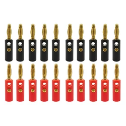 20Pcs Gold Plated Screw 4mm Banana Plug Audio Speaker Wire Cable Connector Adapter Black Red