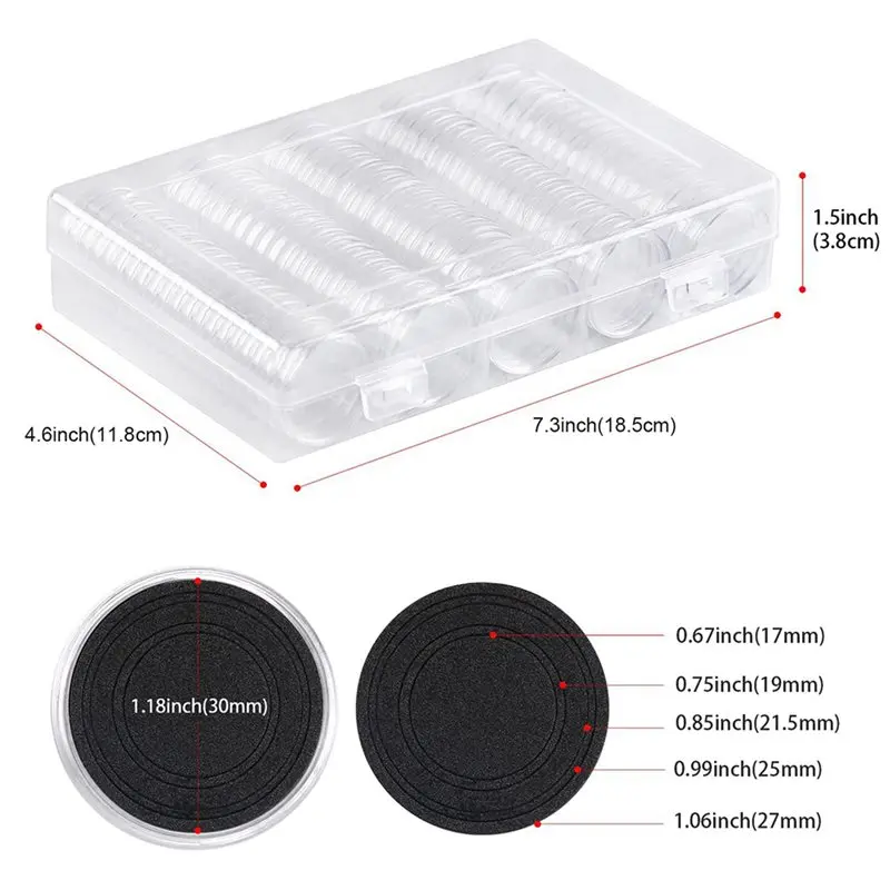 【CHRISTMAS 】400 Pieces 30Mm Coin Capsules And 5 Sizes (17/20/25/27/30Mm) Protect Gasket Coin Holder Case With Storage Organizer view 3