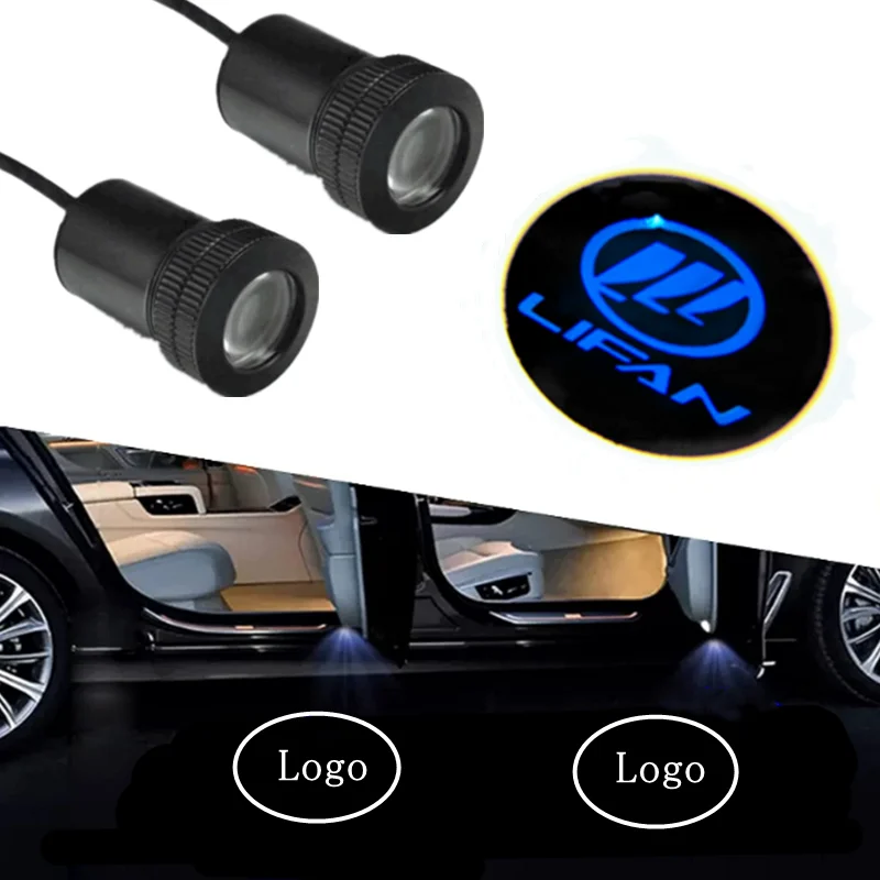 2PCs Car Door Logo Ghost Shadow Lights Welcome Projector LED Courtesy Light Auto Decorative Accessories For Lifan x60