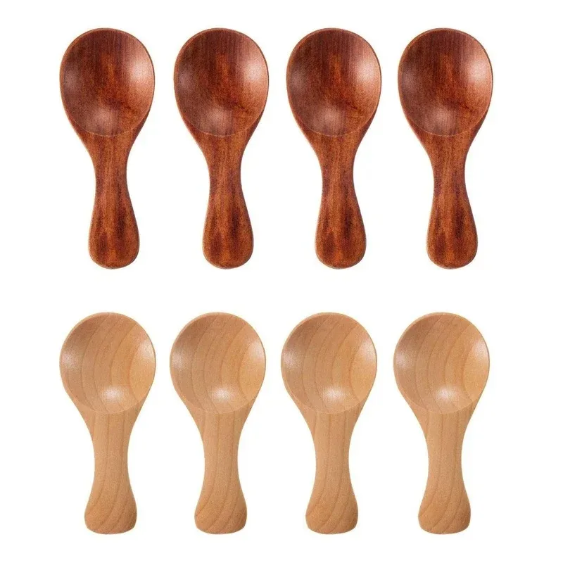 4Pcs Mini Wooden Spoons Small Kitchen Spice Condiment Spoon Sugar Tea Coffee Scoop Short Handle Wood Kitchen Gadgets