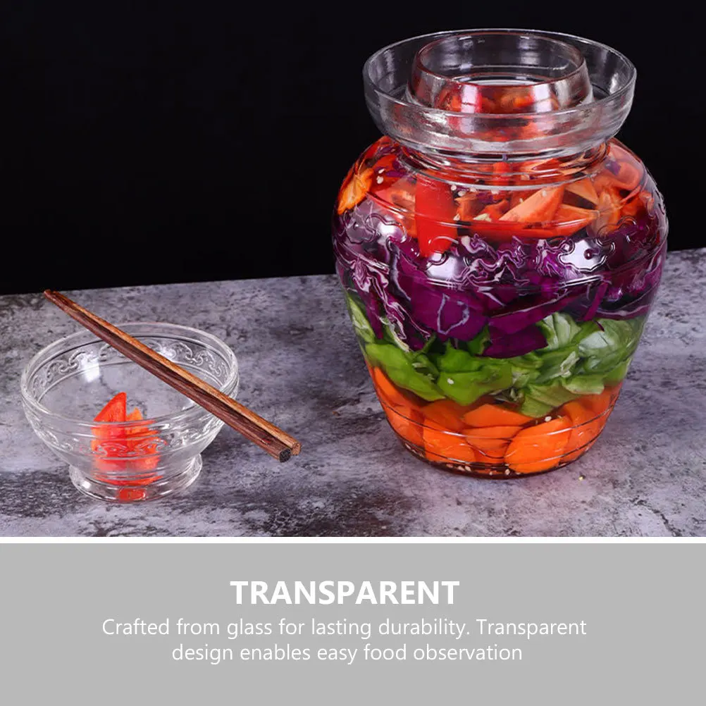 

Glass Pickle Jar with Airtight Seal for Fermenting Vegetables Wide Mouth Food Storage Container for Kimchi Sauerkraut and Canned