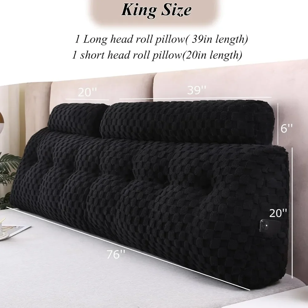 Wedge Shaped Headboard Pillow+long and Short Head Roll Pillow Headboard Large Cushion Bed Wedge Pillow