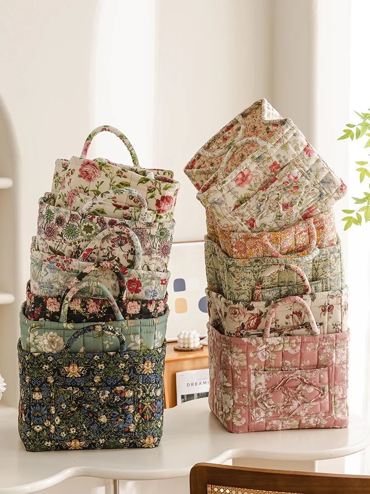 

Large Capacity Pure Cotton Handbag Style Storage Basket Japanese Style Closet Organizer High End Home Use Utility Basket
