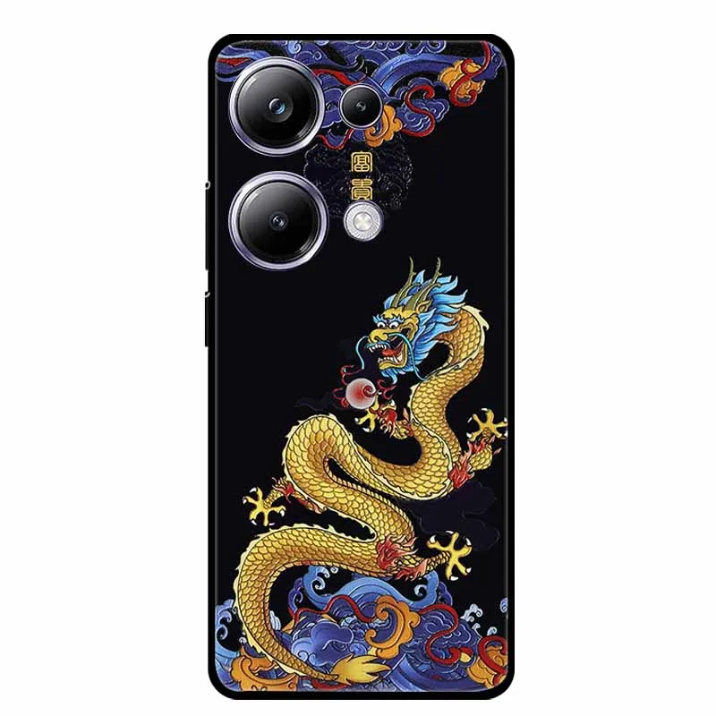 3D Emboss Case For Xiaomi Poco M6 Pro 4G Redmi Note 13 Pro Black Silicone Soft Back Cover Case PocoM6 Pro M 6 M6Pro Note13 Pro