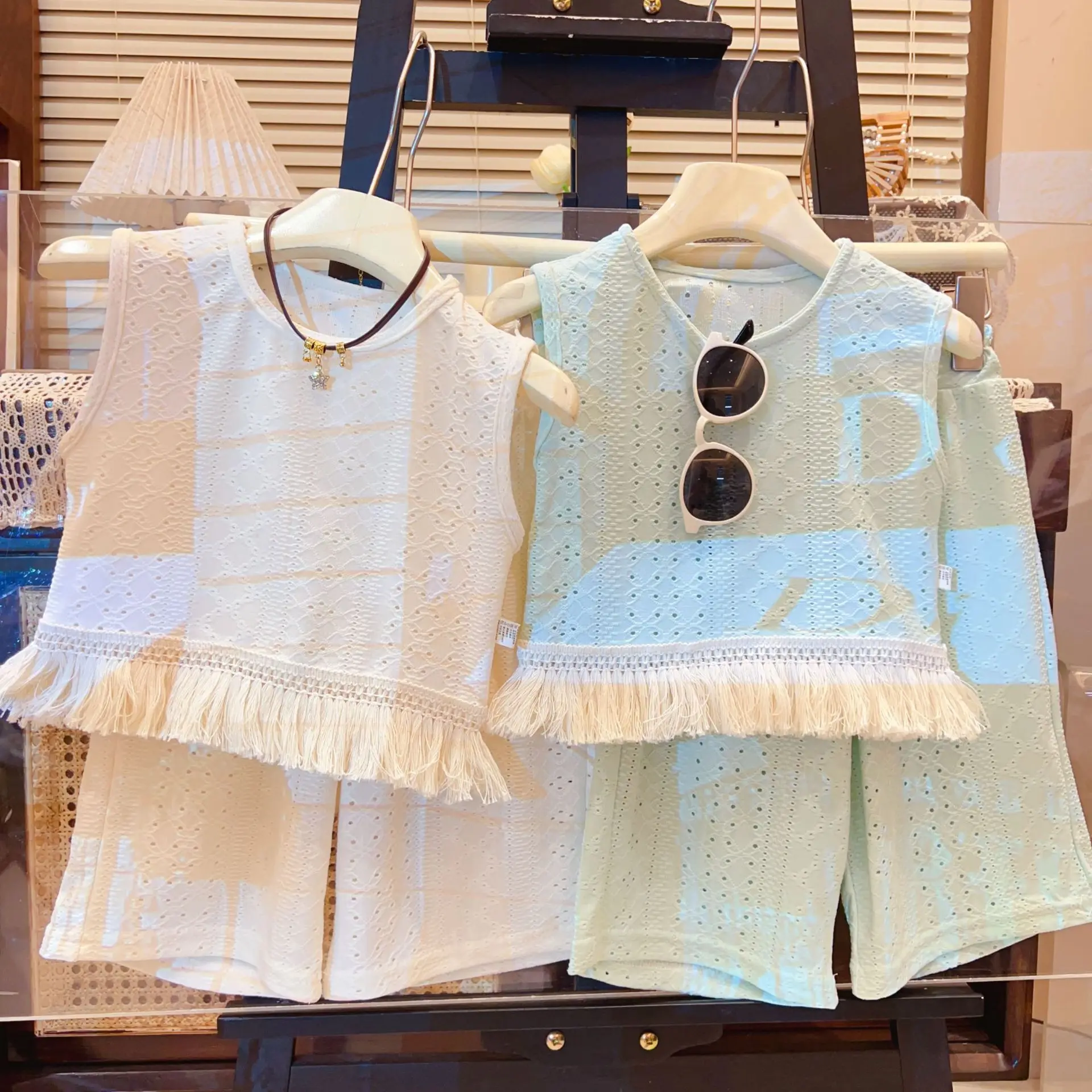 

2Pcs Summer Set 2025 New Style Girls Forest Series Summer Sleeveless Tank Top Long Pants Stylish Baby Summer Casual Pants Trendy