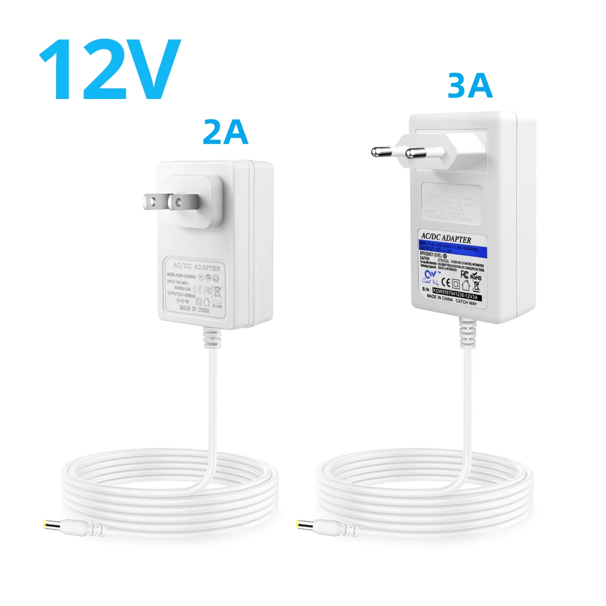 DC 12V 1A 2A 3A Power Supply White Cover Transformer Switch Power Adapter for LED String LED Strip Light Bar Light LED Driver