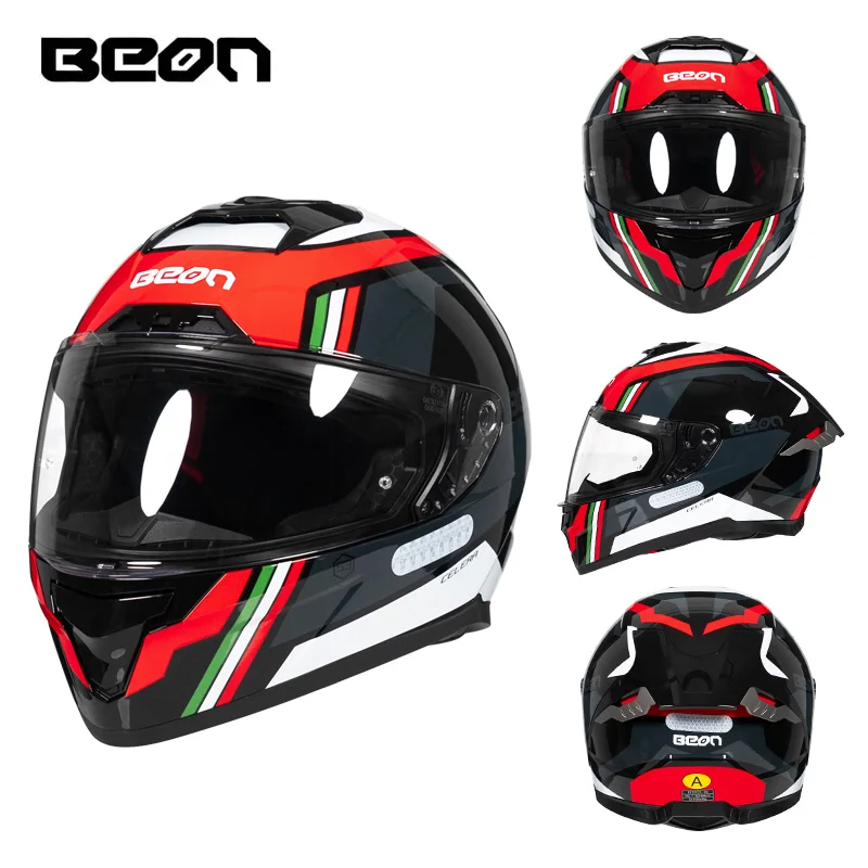 

Beon-507 Motorcycle Full Helmet Motorcycle Cruising Large Tail Racing Helmet Cascos Para Moto DOT ECE Certification Four Seasons