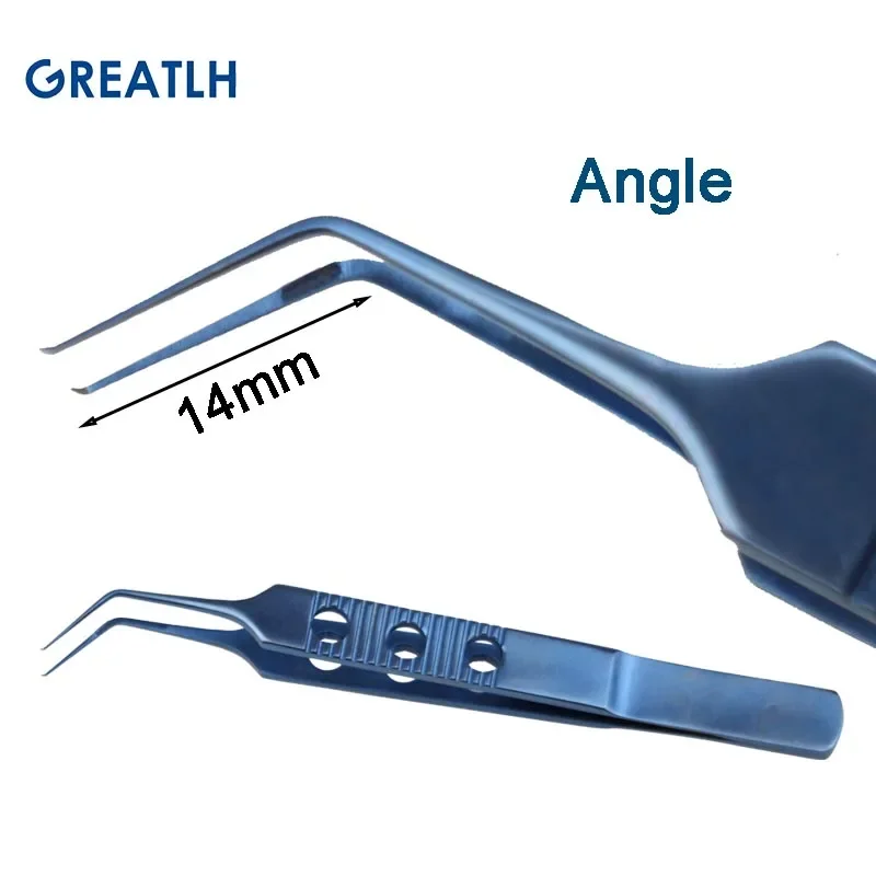 Capsulorhexis Tweezers Stainless Steel Titanium Alloy Autoclavable Ophthalmic Forceps Curved Angle Type Ophthalmic Instrument