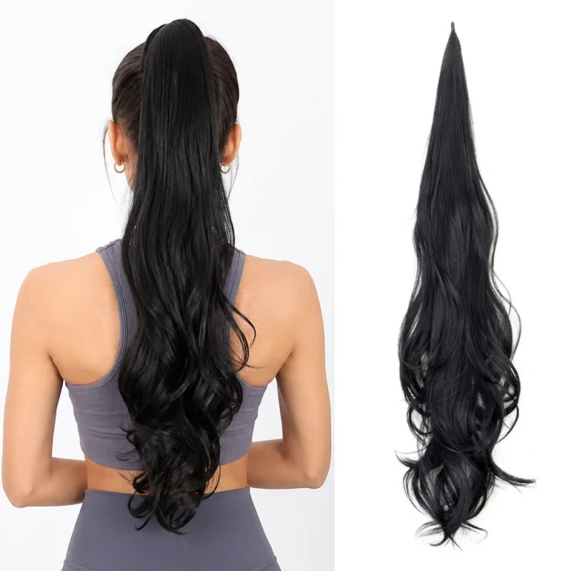 30 Inch Synthetic Adjustable Wavy Ponytail Extension High‑Temperature Fiber Hairpiece Quick Easy Install for Women Daily Party