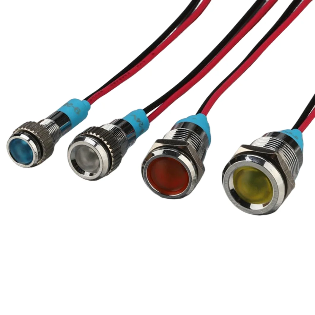ABILKEEN 6mm 8mm 10mm 12mm Multi-Color LED Indicator Light Waterproof With Pre-Wired Cable Red Blue Green White Yellow