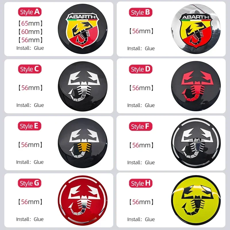 4pcs 3D 56mm Car Wheel Center Sticker Hub Cap Decal Emblem For Fiat Abarth 500 Ducato Panda Talento Linea Idea Spider Cronos view 2