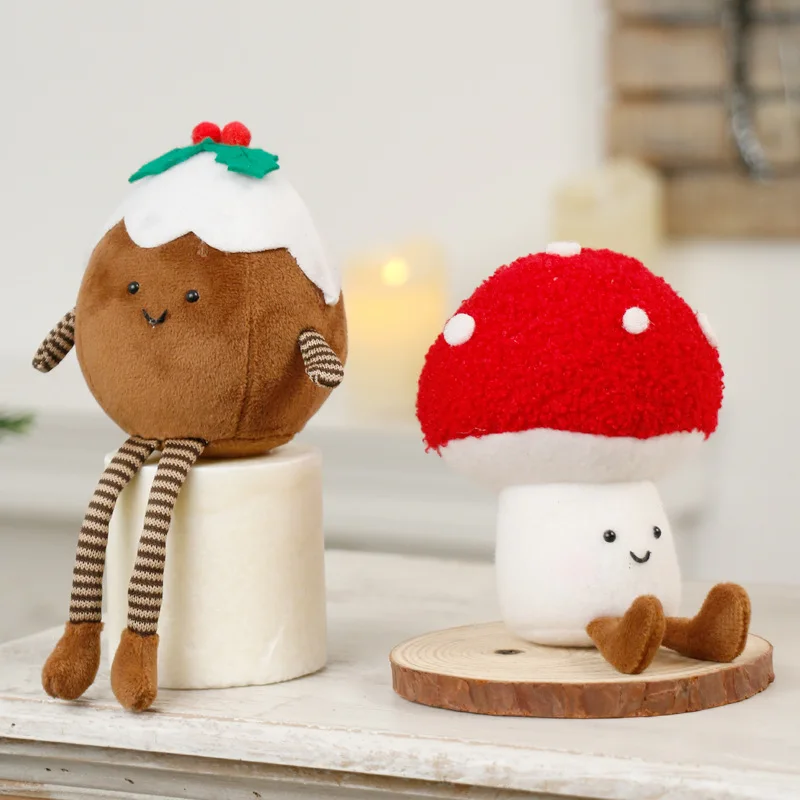 Regalo de Navidad divertido y creativo serie navideña lindo seta roja decoración navideña adorno de tacto suave Navidad 2025 Novedades