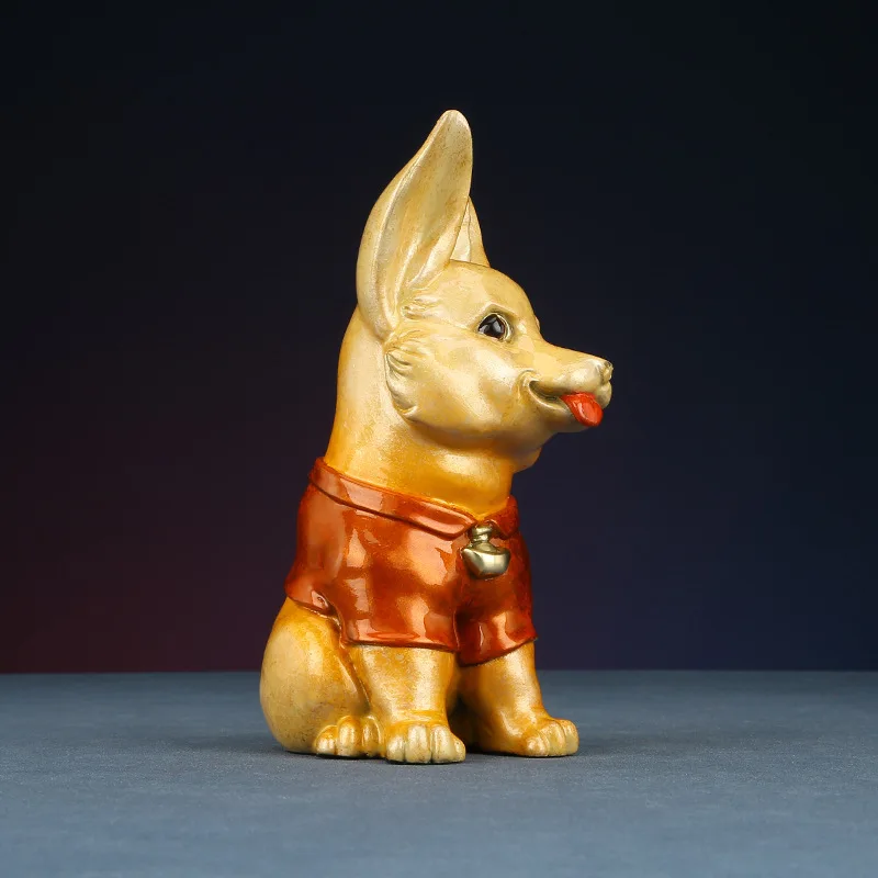 Color Corgi Ornaments Copper Chinese Zodiac Dog Home Desktop Counter Decorations Birthday Gift Furnishings