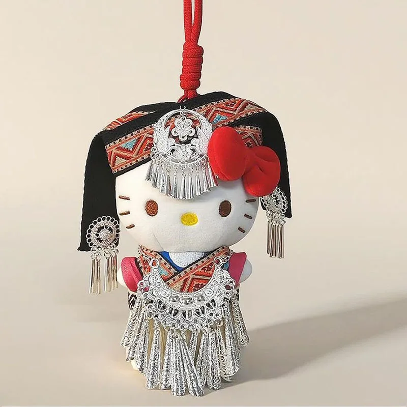 

Cute Ethnic Style Hello Kitty Plush Keychain Traditional Minority Costume Cartoon Stuffed Toys Backpack Decoration Perfect Gifts