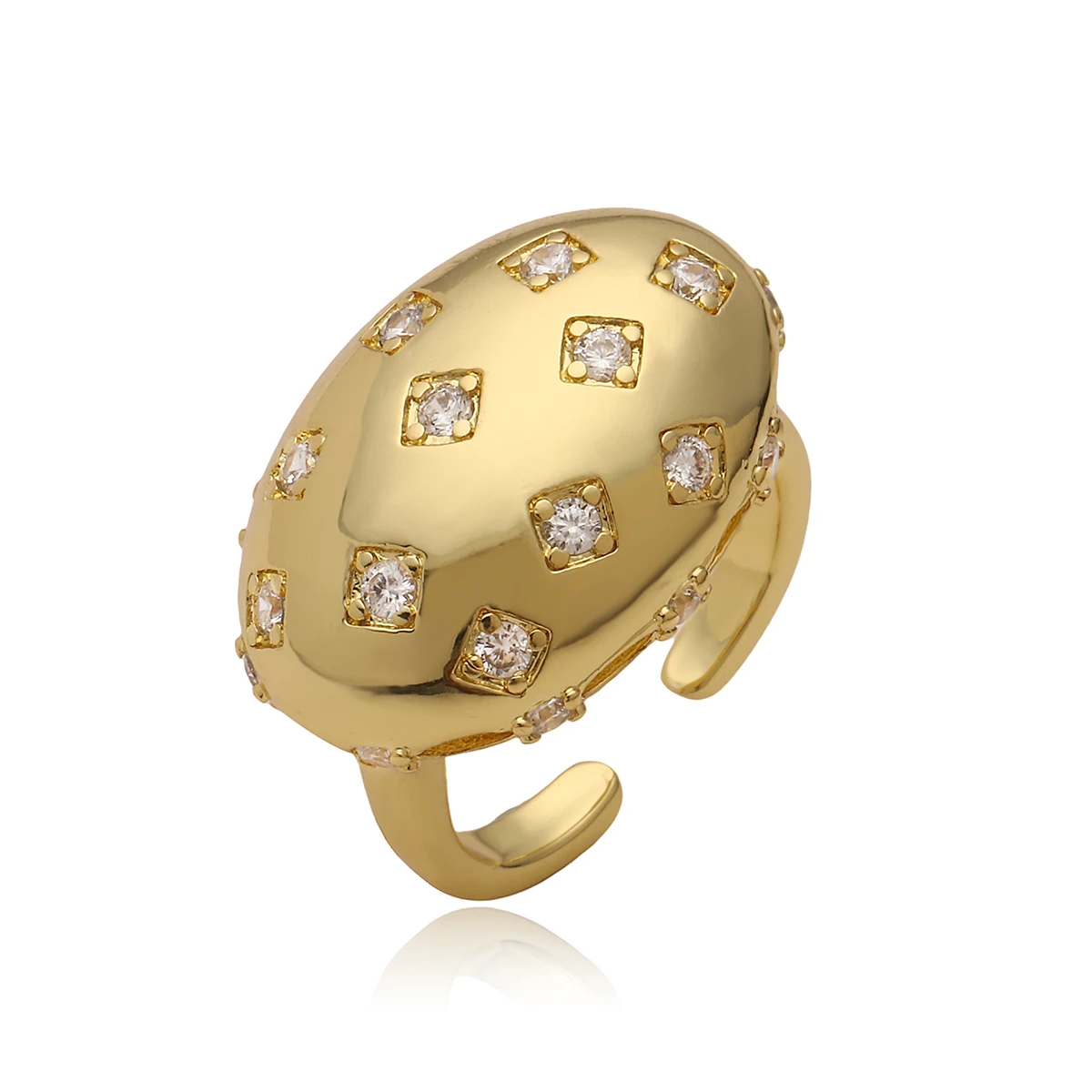 NEWBUY 2024 Hot Sale Gold Color High Polish CZ Rings For Women Party Jewelry Finger Accessories