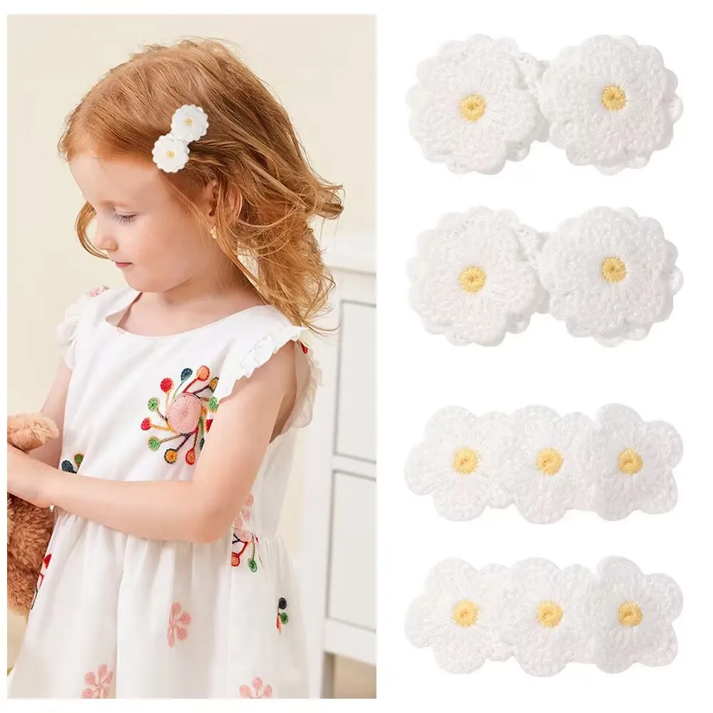 

2.3" White Color Daisy Flower Hair Clips for Girls Hairpins Baby Girls Tripe Sun Floral Barrettes Kids Hair Accessories Children