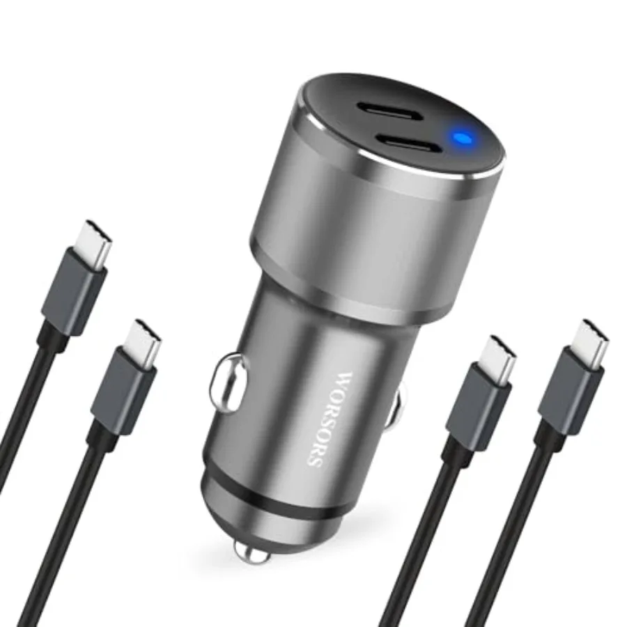 

Dual 45W USB C Car Charger, 90W Max Super Fast Charging, All Metal 12V Cigarette Lighter Adapter for iPhone 17 Pro Max/16/15/iP