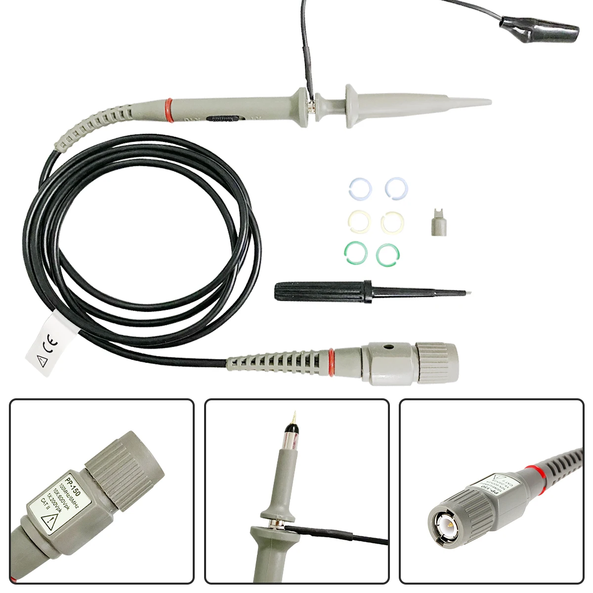 Hantek Universal Oscilloscope Probe PP-150 PP-150B PP-250 100MHz/150MHz/250MHz Oscilloscope Clip Probe Accessory Test Cable